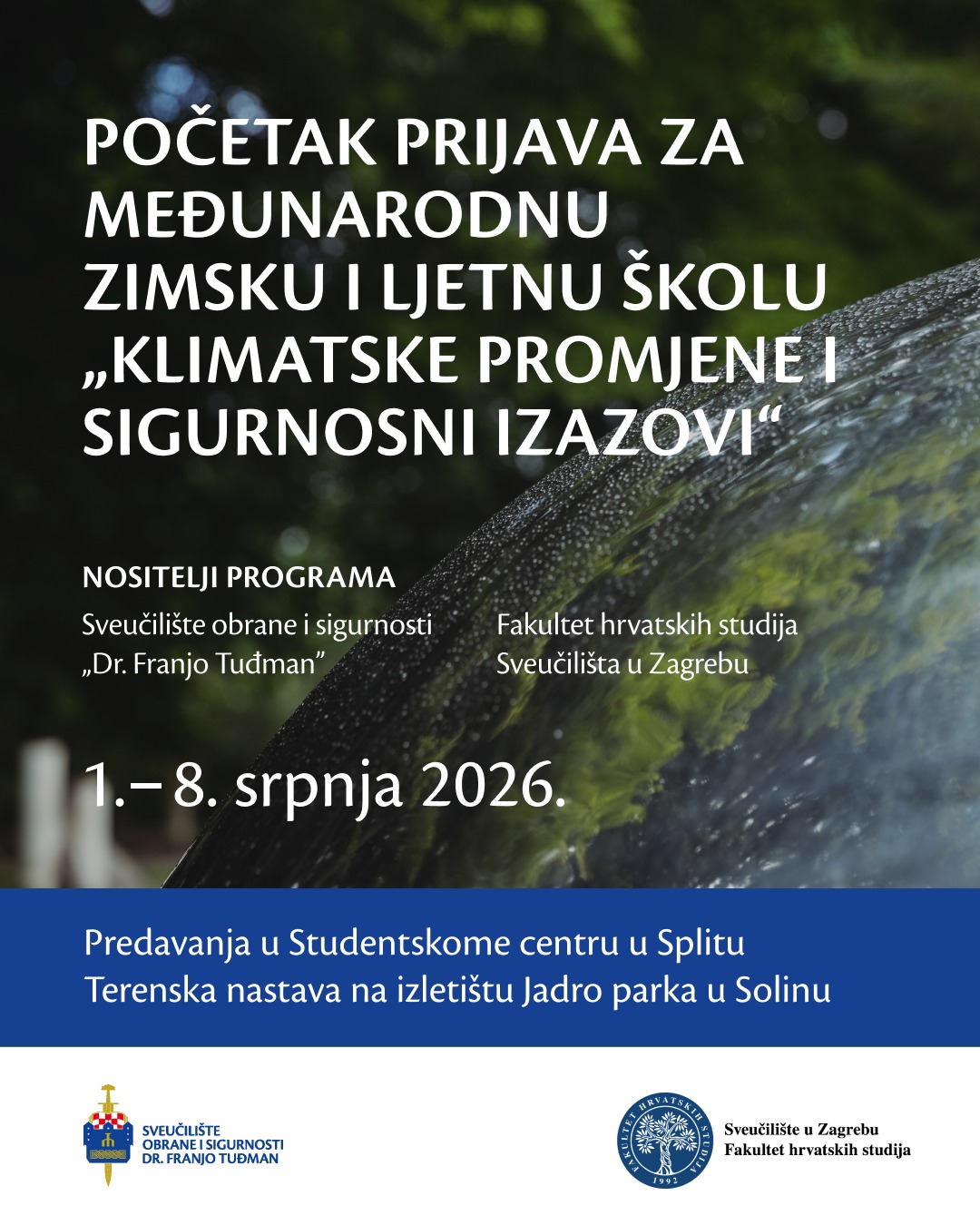 Početak prijava za međunarodnu školu „Klimatske promjene i sigurnosni izazovi“