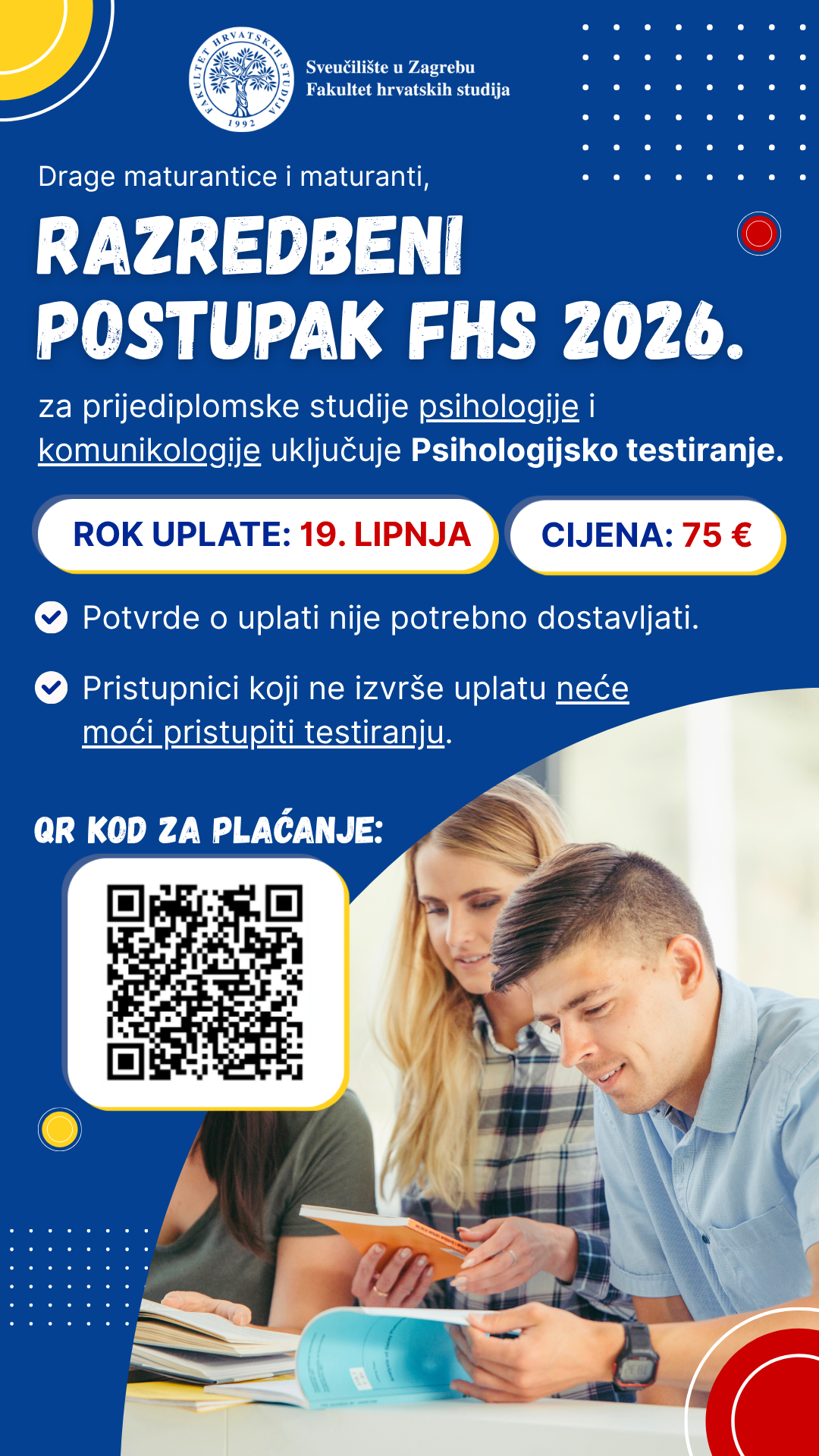 Razredbeni postupak FHS 2026.